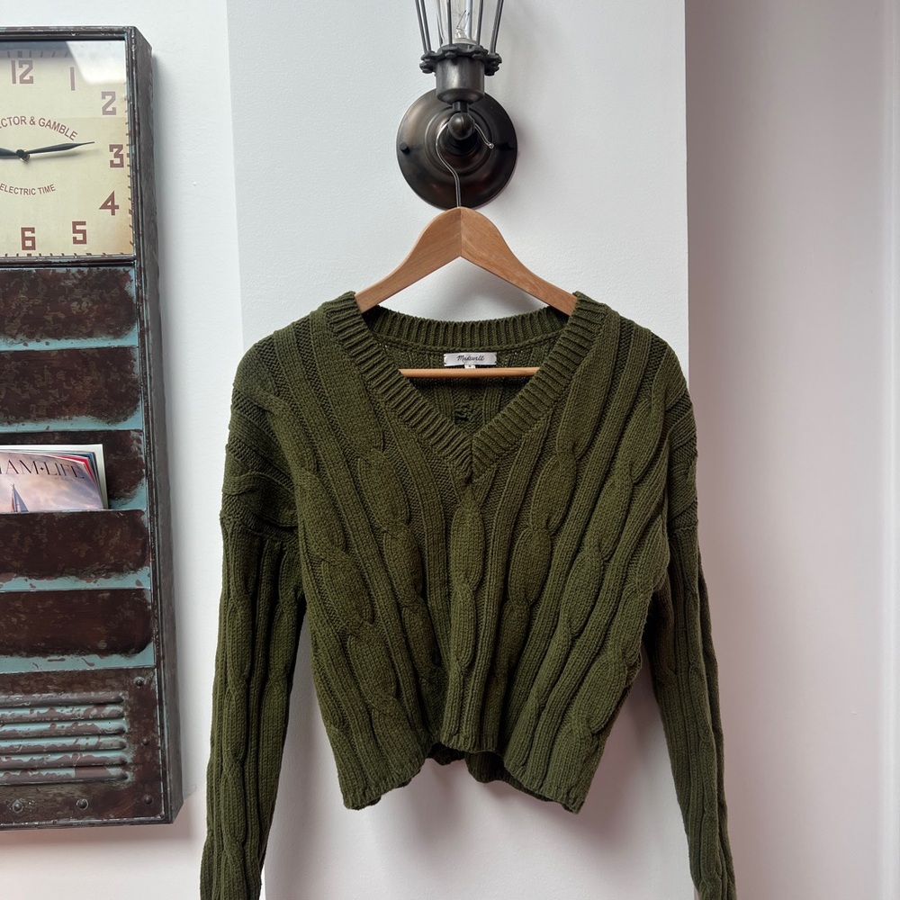 Olive Green Cable Knit Sweater